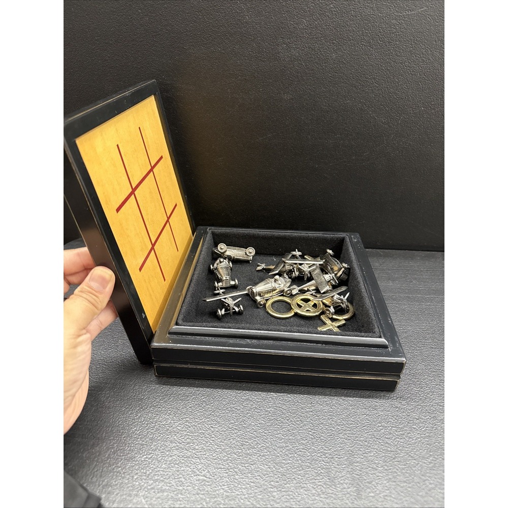 Eddie Bauer Tic Tac Toe Board Game Cars & Airplanes 8 Pieces Wooden Box 8x8